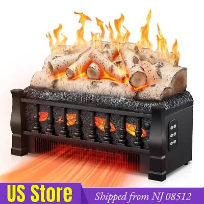 #ad 21 INCH 1500W Electric Fireplace Log Set Heater Whitish Gray logs from GA 08512 $109.99