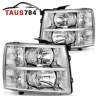 #ad Fit For 07 13 Chevy Silverado 1500 2500 3500 Clear Corner Headlights Replacement $68.99