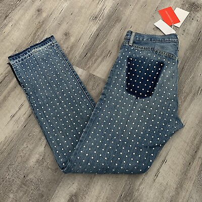#ad Frankie B Large All Over Studded Jean Straight Button Fly Released Hem 34W $395 $176.00
