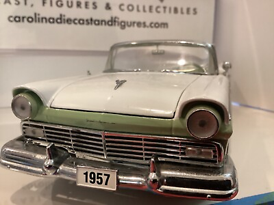 #ad 1:18 SUNSTAR 1957 FORD FAIRLANE SKYLINER PARTS CAR WHITE ON GREEN MA#1887 $34.99