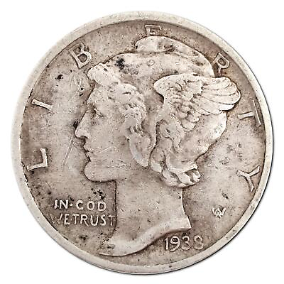 #ad 1938 D Mercury Dime VF Very Fine 90% Silver $7.54