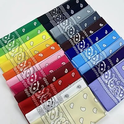 #ad 2 Pack Bandana 100% Cotton Paisley Print Double Sided Scarf Head Neck Face Mask $4.94