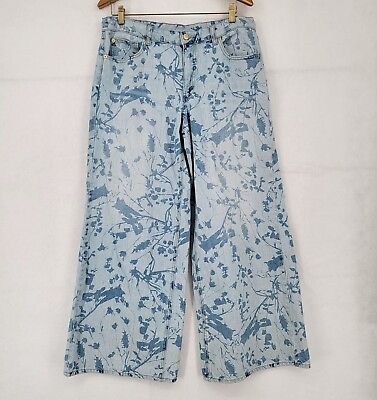 #ad BDG Urban Outfitters Jeans Womens 32 High Rise Blue Floral Wide Leg Denim $24.95