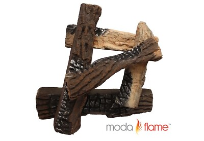 #ad ModaFlame GBA2005 5 PC Ceramic Fireplace Logs $24.90