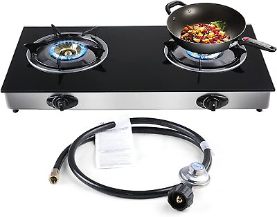 #ad Propane Gas 2 Burners Stove Portable Glass Auto Ignition Apartment Outdoor $116.99