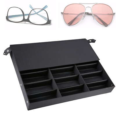 #ad Portable 18 Slot Eyeglass Sunglasses Glasses Storage Case Display Grid Box Black $19.86