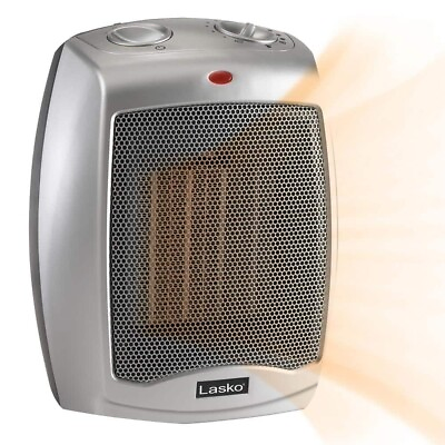 #ad 1500W 9.2 in. Gray Electric Tabletop Ceramic Space Heater by LASKO $29.98