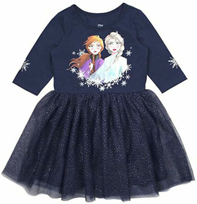 #ad Frozen Toddler Girls Navy Blue Dress Size 2T 4T $14.99