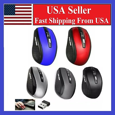 #ad 2.4GHz Wireless Optical Mouse Mice amp; USB Receiver For PC Laptop Computer DPI USA $5.88