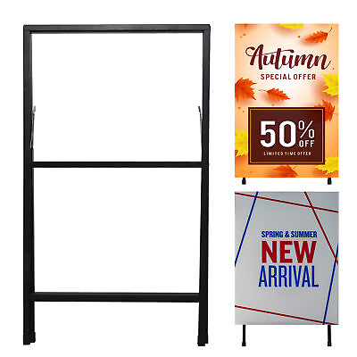 #ad Floor Sign Holder Poster Display Easel Double Sided Metal Sign Stand Easy instal $60.99