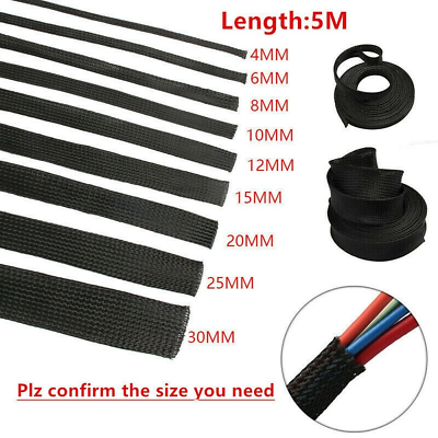 #ad 5M Expandable Insulated Braided Sleeving Wire Cable Sleeve Protect ALL SIZE LOT $6.59