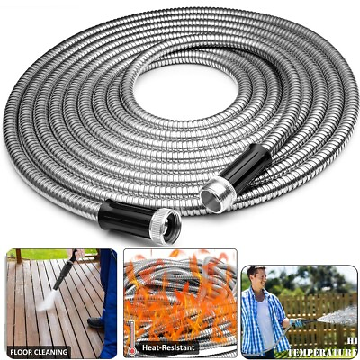 #ad #ad 25 50 75 100FT 304 Stainless Steel Metal Garden Water Hose Flexible Patio Home $31.90