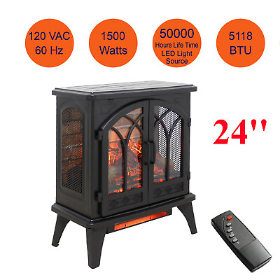 #ad 24#x27;#x27; Infrared Electric Fireplaces 1500W Spaces Heater Stove w Remote 9h Timer $252.95