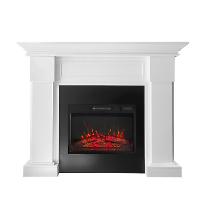 #ad 48 Inch White Electric Fireplace with Mantel Stylish Heater with Remote Control $499.99