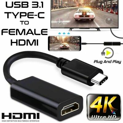 #ad #ad USB C Type C to HDMI Adapter USB 3.1 Cable For MHL Android Phone Tablet Black $5.60