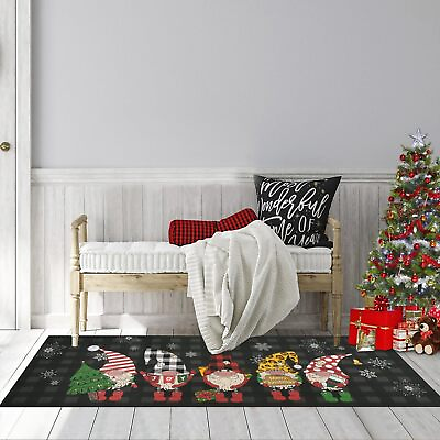 #ad Christmas Hallway Runner Rug 2x6ft Black Plaid Gnome Laundry Room Rug Runner... $27.40