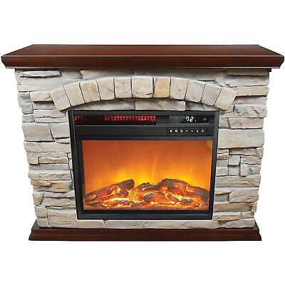 #ad Lifesmart Electric Infrared Faux Fireplace 1 500 BTU Stone FP2043 $304.78