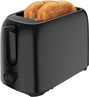 #ad New Electric 2 Slice Toaster Machine Removable Crumb TrayCompact DesignBlack $13.94