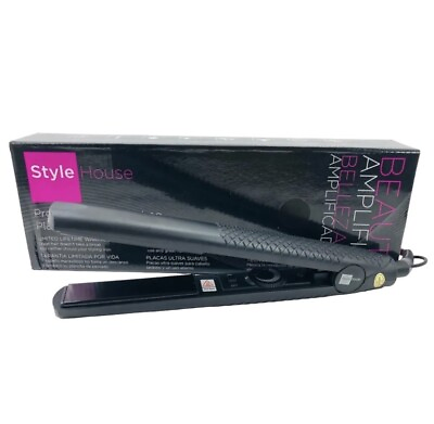 #ad Style House 1quot; Professional Hair Styling Iron Black Negative Ion Smooth Plate $9.98