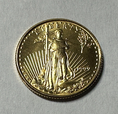 #ad 1999 GOLD AMERICAN EAGLE 1 10 OZ GOLD $5 DOLLAR COIN $318.88