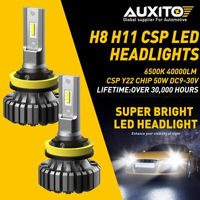 #ad AUXITO H11 H8 LED Headlight Kit Low Beam Bulb Super Bright 6000K 20000LM CANBUS $31.99