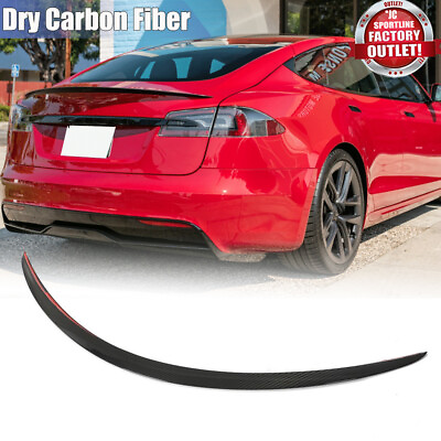 #ad For Tesla Model S Sedan 2012 2023 Dry Carbon Fiber Rear Trunk Spoiler Wing Lip $160.54