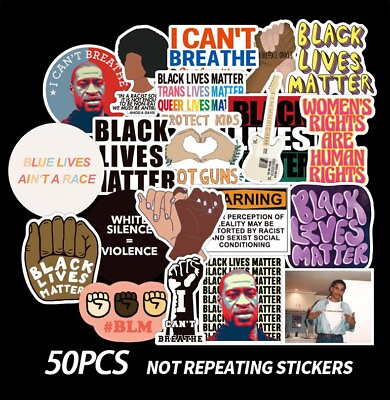 #ad 50 pcs Black Lives Matter Fist BLM I Cant Breathe Stickers Skateboard Laptop Car $6.99