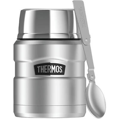 #ad Thermos Stainless King 16 Ounce Food Jar with Folding Spoon Matte Stainless new $20.68