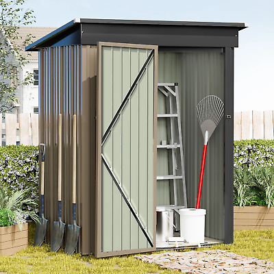 #ad 5×3 Ft.Patio Metal Shed Lockable Garden Shed for Outdoor Backyard Patio Storage $189.89