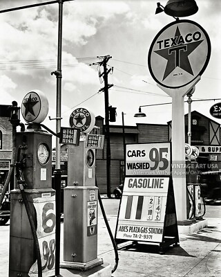 #ad Vintage 1930s Texaco Gas Station Photo Bronx New York Old Gas Pumps Car Wash $11.95