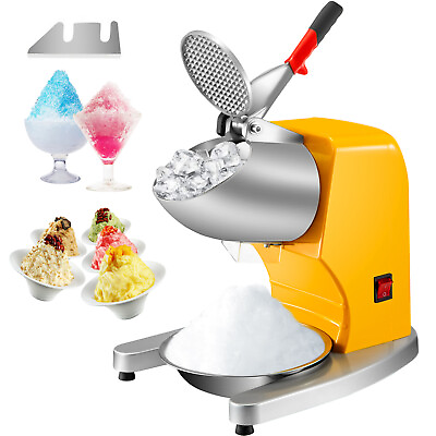 #ad VEVOR 210LB Ice Crusher 300W Ice Shaver Electric Snow Cone Machine Yellow w Bowl $67.99