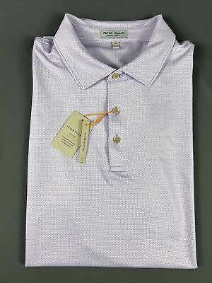 #ad Peter Millar Golf Shirt Polo CS Summer Comfort Geometric Print XL Purple NWT $104.43