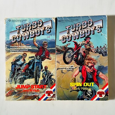 #ad Turbo Cowboys #1 Jump Start #2 Spin Out Tony Phillips 1st edition 1st print 1988 $54.95