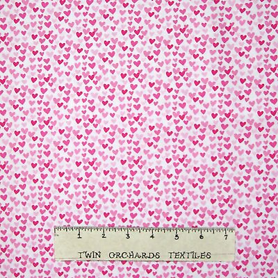 #ad Valentine#x27;s Day Fabric Small Pink Hearts on White Timeless Treasures YARD $10.98
