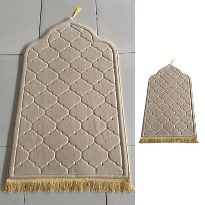 #ad Soft Prayer Beige Mat Muslim Ramadan Non slip Flannel Worship Paded Carpet Rug $21.50