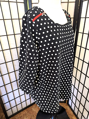 #ad Womens 2x Polka Dot T O Thomas Olivia Cotton Shirt Top zippers tunic Jaunty 18 $19.95