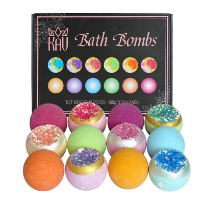 #ad KAV Bath Bombs for Women Gift Set 12pcs All Natural Organic Bubble Home Spa Set $22.99