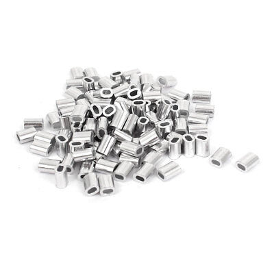 #ad 1mm 3 64quot; Steel Wire Rope Aluminum Ferrules Sleeves Silver Tone 100 Pcs $7.77