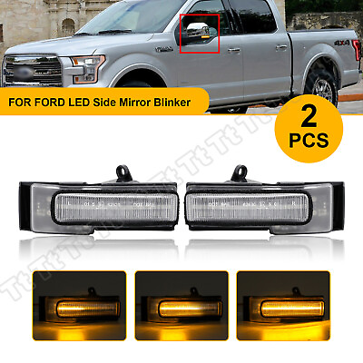 #ad Sequential LED Side Mirror Lights For 2015 2020 Ford F150 Turn Signal Lamp Clear $32.39