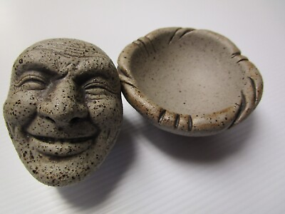 #ad Brown VTG 90s NOS Creepy Face MORTAR PESTLE set head pottery freaky oddity $16.00