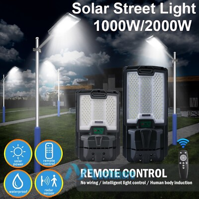 #ad Waterproof 2000W Solar Street Light Flood Light w Timer Motion Sensor Dusk Dawn $129.69