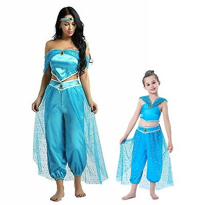 #ad Aladdin Jasmine Princess Cosplay Women Girl Fancy Dress Halloween Party Costume $14.99