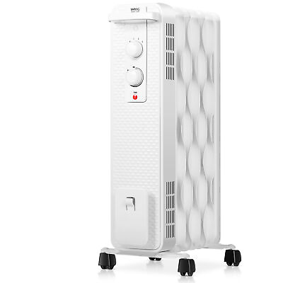 #ad 1500W Oil Filled Radiator Space Heater w 3 Heating Modes White $72.00