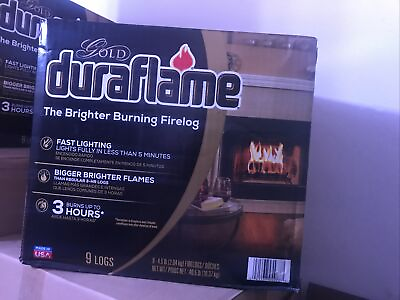 #ad 9 Duraflame Gold 3 hr Firelog Bigger Brighter Flame Fireplace Campfire Fire Pit $18.00