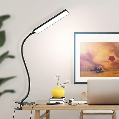 #ad LED Desk Lamp Gooseneck Adjustable Lamp with Clamp Eye Caring Reading Desk Light $13.59