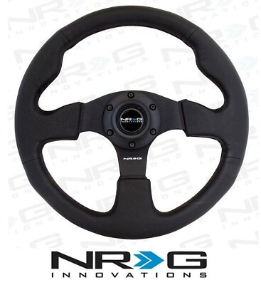 #ad NRG Steering Wheel Race Leather with BLACK STITCH 320mm Type R Style RST 012R $119.00