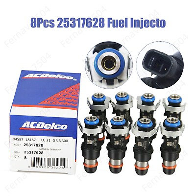 #ad 8Pcs Genuine 25317628 Fuel Injectors For 99 07 Chevy Silverado GMC 4.8 5.3 6.0L $88.99