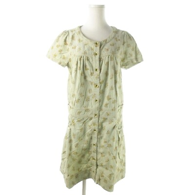 #ad Franche Lippe Lippee One Piece Corduroy Mini Short Sleeve Floral Stitch Green A $63.12