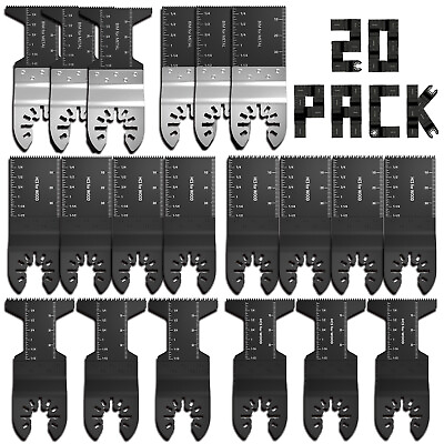 #ad 20PCS Metal Wood Universal Oscillating Multitool Quick Release Saw Blades Kit $21.99