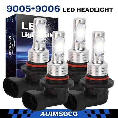 #ad 9005 9006 Combo LED Headlight Kits High Low Beam Bulbs 6000K Super Bright White $25.99